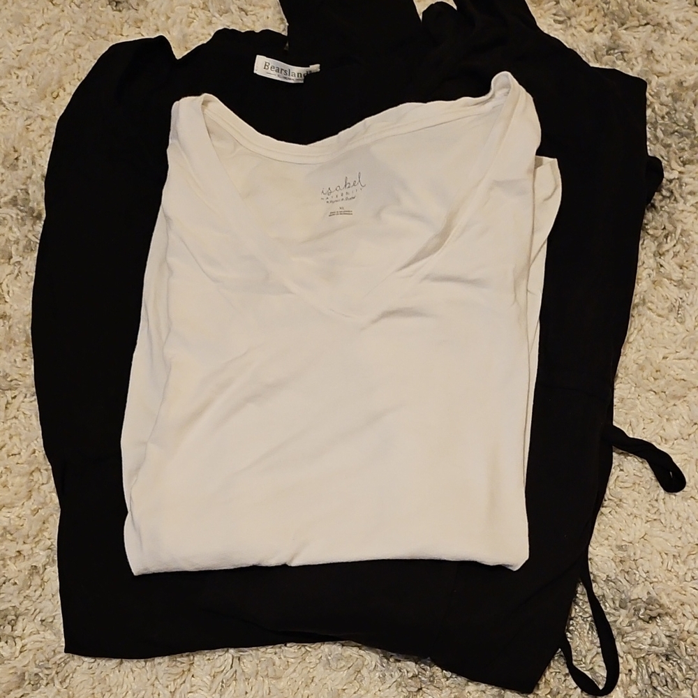 Isabel Maternity White V-Neck Top, Black Dress, And Birthing Gown, Size XL